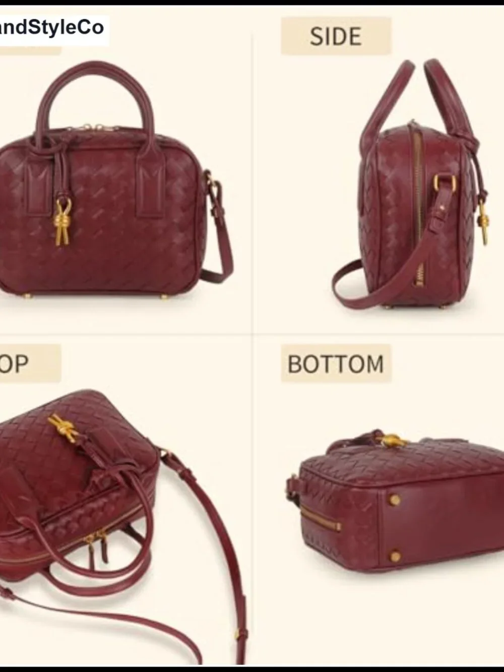 Handmade Woven Leather Top Handle Bag Crossbody Purse Vegan Leather Hobo